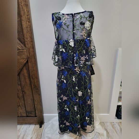 JS COLLECTION AMIRA POPOVER TEA LENGTH Floral DRESS NWOT size 12 - Picture 4 of 5